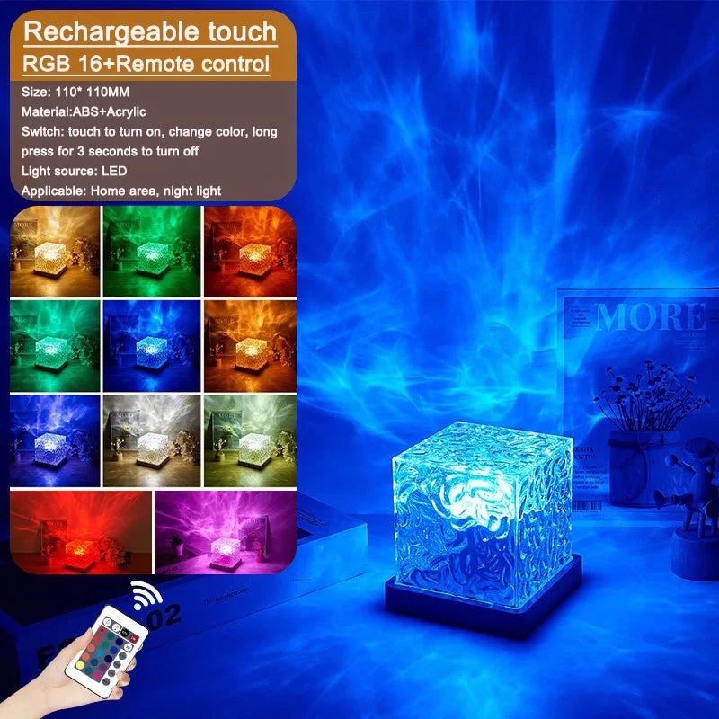 RGB LED touch night light cube with remote control, color-changing home decor lamp