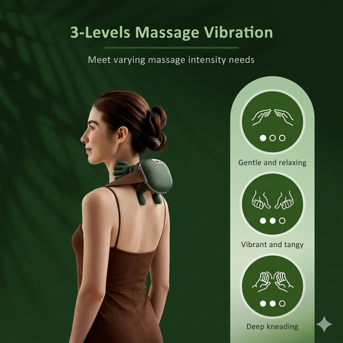 4D Deep Tissue Kneading Neck & Shoulder Massager Heated Hot Compress Shiatsu Massager 3-Mode Back Massager for Muscle Relaxation