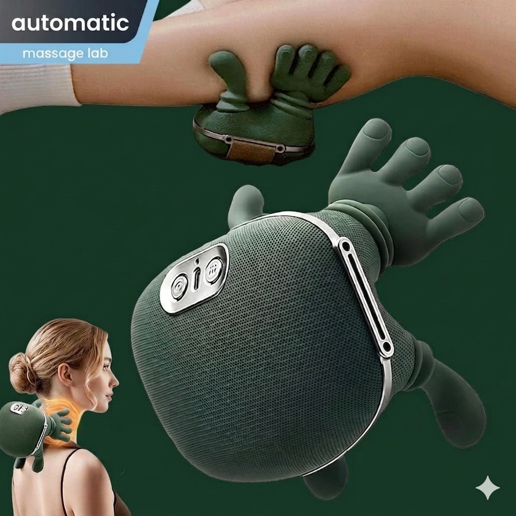 4D Deep Tissue Kneading Neck & Shoulder Massager Heated Hot Compress Shiatsu Massager 3-Mode Back Massager for Muscle Relaxation